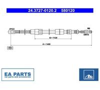 Cable, parking brake for VW LT 40-55 ATE 24.3727-0120.2 NEW