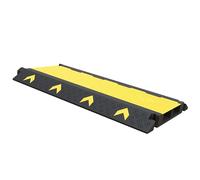 Cable Protector 2 Channel Heavy Duty Ramp | PVC Floor Cover with Yellow Reflector | Flip-Open Speed Bump for Indoor and Outdoor Use