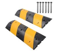 Cable Protector Ramp Rubber Speed Bumps 1 Pack 2 Channel 22000Lbs Load Capacity 40" Long Reductores Anchors for Asphalt Concrete Traffic Driveway
