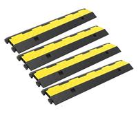 Cable Protector Ramp Wire Cable Cover Cord Guard 2 Channels Rubber + PVC Speed Bump Parking Lots Driveway Traffic Cable Protector Ramp(4PCS)