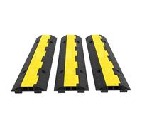 Cable Protector Ramp Wire Cable Cover Cord Guard 2 Channels Rubber + Pvc Speed Bump Parking Lots Driveway Traffic Cable Protector Ramp-3PCS