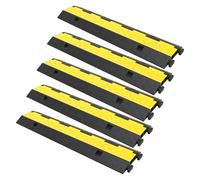 Cable Protector Ramp Wire Cable Cover Cord Guard 2 Channels Rubber + PVC Speed Bump Parking Lots Driveway Traffic Cable Protector Ramp(5PCS)