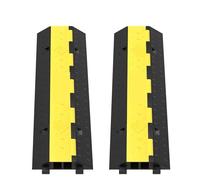 Cable Protector Ramp Wire Cable Cover Cord Guard 2 Channels Rubber + PVC Speed Bump Parking Lots Driveway Traffic for speed bumps(2PCS)