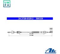 Clutch cable with automatic adjustment 24.3728-0329.2 ATE for CITROËN PEUGEOT