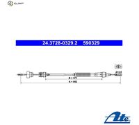 Clutch cable with automatic adjustment 24.3728-0329.2 ATE for CITROËN PEUGEOT