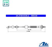 CABLE PULL CLUTCH CONTROL 24.3728-0330.2 FOR CITROEN NFV /NFZ /NFU9HX 1.6L 4cyl