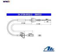 Clutch cable 24.3728-0532.2 ATE for FIAT FORD