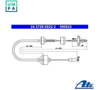 ATE 24.3728-0822.2 Clutch Cable for PEUGEOT
