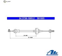 CABLE PULL CLUTCH CONTROL 24.3728-1005.2 FOR RENAULT 19//Cabriolet/I/Mk/II 1.8L