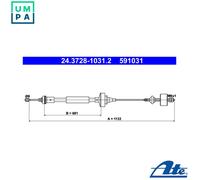 CABLE PULL CLUTCH CONTROL 24.3728-1031.2 FOR RENAULT LOGAN/I TONDAR/90 DACIA