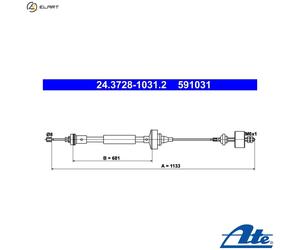 CABLE PULL CLUTCH CONTROL 24.3728-1031.2 FOR RENAULT LOGAN/I TONDAR/90 DACIA