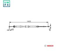 Handbrake cable 1 987 482 241 BOSCH for FORD KA