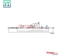METZGER 17.1096 Hand brake cable