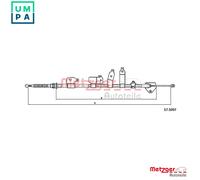 CABLE PULL PARKING BRAKE 17.1097 FOR TOYOTA 1NR-FE 1.3L 1ND-TV 1.4L 4cyl COROLLA