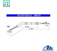 CABLE, PARKING BRAKE FOR VW BEETLE BEETLE, BEETLE ATE 24.3727-0101.2