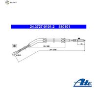 CABLE, PARKING BRAKE FOR VW BEETLE BEETLE, BEETLE ATE 24.3727-0101.2