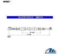 ATE Parking Brake Cable 24.3727-0113.2 for VW LT28-50 Platform/Chassis/Van