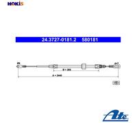 CABLE PULL PARKING BRAKE 24.3727-0181.2 FOR VW LT/Mk/II/Platform/Chassis/28-46