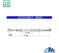 Cable, parking brake for CITROËN AX ATE 24.3727-0303.2 NEW