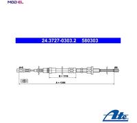 Cable, parking brake for CITROËN AX ATE 24.3727-0303.2 NEW