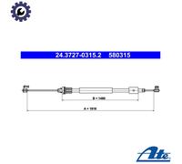Parking brake cables ATE 24.3727-0315.2 for CITROËN PEUGEOT