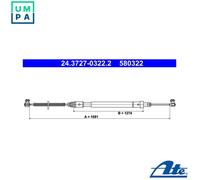 ATE 24.3727-0322.2 Handbrake cable