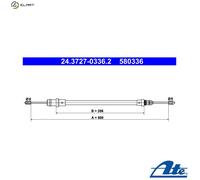 CABLE PULL PARKING BRAKE 24.3727-0336.2 FOR FIAT RHW /RHK /RHM 2.0L 4cyl