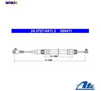 Handbrake cable 24.3727-0411.2 ATE for MERCEDES-BENZ 124 Saloon E-CLASS
