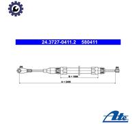 Handbrake cable 24.3727-0411.2 ATE for MERCEDES-BENZ 124 Saloon E-CLASS