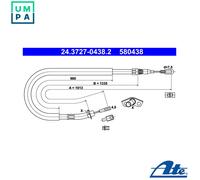 ATE 24.3727-0438.2 Hand brake cable