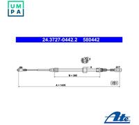 CABLE PULL PARKING BRAKE 24.3727-0442.2 FOR VW LT/Mk/II/Bus/28-35/28-46/Van 2.8L