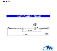 CABLE PULL PARKING BRAKE 24.3727-0442.2 FOR VW LT/Mk/II/Bus/28-35/28-46/Van 2.8L