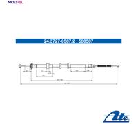 CABLE PULL PARKING BRAKE 24.3727-0587.2 FOR FIAT 312A6.000/A4.000 1.0L 2cyl 500