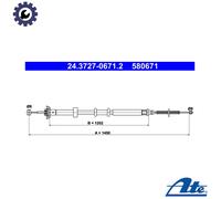 ATE 24.3727-0671.2 Hand brake cable