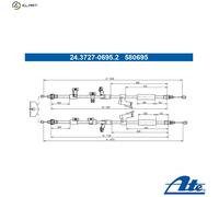ATE 24.3727-0695.2 Hand brake cable