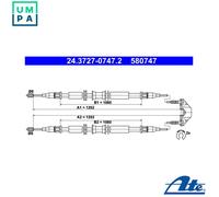 Handbrake cable 24.3727-0747.2 ATE for OPEL ASTRA G Hatchback ASTRA G Estate