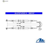 Handbrake cable 24.3727-0747.2 ATE for OPEL ASTRA G Hatchback ASTRA G Estate