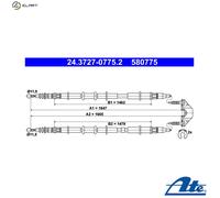 ATE 24.3727-0775.2 Hand brake cable