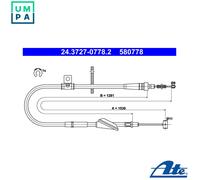 Handbrake cable 24.3727-0778.2 ATE for OPEL AGILA