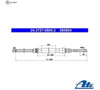 CABLE PULL PARKING BRAKE 24.3727-0804.2 FOR PEUGEOT 405/Mk/II/Break/ 1.4L 4cyl