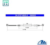 ATE 24.3727-0825.2 Handbrake cable