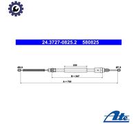 ATE 24.3727-0825.2 Handbrake cable