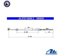 ATE 24.3727-0828.2 Handbrake cable