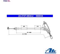 CABLE PULL PARKING BRAKE 24.3727-0834.2 FOR PEUGEOT LFY /L6A /LFZ /LFX 1.8L 4cyl