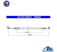 CABLE PULL PARKING BRAKE 24.3727-0840.2 FOR PEUGEOT 4HT /4HX 2.2L 3FY 2.2L 4cyl