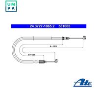 ATE Handbrake Cable 24.3727-1065.2 for Renault Megane I