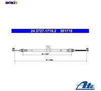 CABLE PULL PARKING BRAKE 24.3727-1718.2 FOR NISSAN MARCH/III MICRA/C+C 1.5L 4cyl