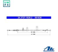CABLE PULL PARKING BRAKE 24.3727-1836.2 FOR MAZDA SH-VPTR 2.2L PEY7/PEXB 2.0L 6