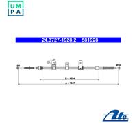 CABLE PULL PARKING BRAKE 24.3727-1928.2 FOR TOYOTA COROLLA/FIELDER/ALTIS/ALLEX