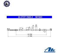 Handbrake cable 24.3727-1943.2 ATE for TOYOTA AURIS AURIS Estate